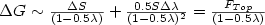 \Delta G \sim {\Delta S \over { (1-0.5\lambda) }} + {0.5 S \Delta \lambda \over { (1-0.5\lambda)^2 }} ={ F_{Top}\over { (1-0.5\lambda)}} \Delta G \sim {\Delta S \over { (1-0.5\lambda) }} + {0.5 S \Delta \lambda \over { (1-0.5\lambda)^2 }} ={ F_{Top}\over { (1-0.5\lambda)}}
