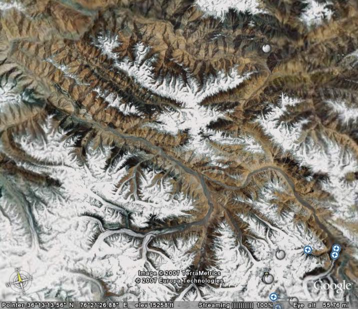 Satellite view of the Himalayas