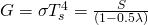 G=\sigma T_s^4= {S\over(1 - 0.5\lambda) }